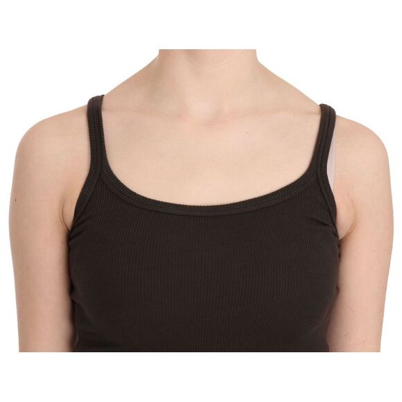PINK MEMORIES Ribbed Scoop Neck Tank Top Sleeveless Women Brown Tops & T-Shirts - Picture 5 of 5